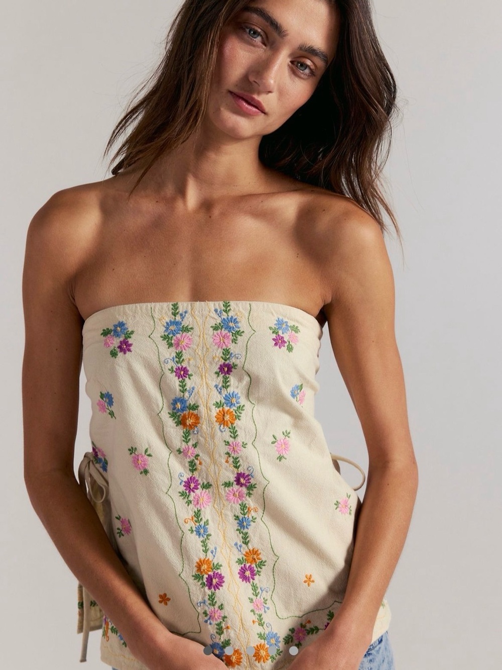Free People [sold ouy] dolly days tube top in cream combo